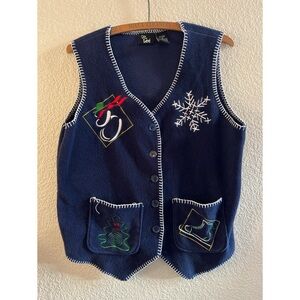 Vintage Fleece Ms Lee Christmas Vest Women’s Size Small